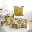 Axyaa Yellow Linen Autumn Pillowcase Cushion Cover - 45x45 Square Decorative Sofa Bed