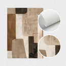 Axyaa 3-Piece Brown & Beige Abstract Wall Art Set, Modern Boho Canvas Poster