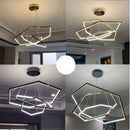 Axyaa Modern Gold Hexagon LED Pendant Chandelier - Elegant Living Room & Bedroom Lighting