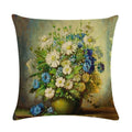 Axyaa Floral Pattern Linen Cushion Cover for Home Sofa, 45x45cm Square Pillowcase
