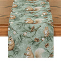 Axyaa Christmas Squirrel Table Runner Pine Cone Decoration Dining Coffee Runners
