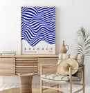 Blue Beige Bauhaus Canvas Poster - Minimalist Mid Century Wall Art by Axyaa