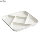 Axyaa Square Ceramic Multi Grid Snack Platter - White Dessert Sushi Plate