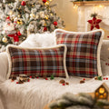 Axyaa Christmas Plush Pillowcase: Winter Plaid Edge, Imitation Rabbit Hair, Sofa Cushion Cover.