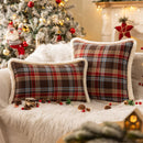 Axyaa Christmas Plush Pillowcase: Winter Plaid Edge, Imitation Rabbit Hair, Sofa Cushion Cover.