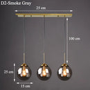 Axyaa Vintage Glass Globe Pendant Light Trio in Clear, Smoke Gray, or Amber