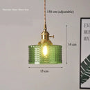 Axyaa Green Glass Pendant Lamp: Retro Nordic Luxury LED Chandelier for Home Decor