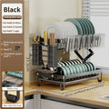 Axyaa 2 Tier Collapsible Bowl Drainers Rack - Metal Foldable Kitchen Storage Holder