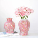 Axyaa Chinese Style Blue & White Porcelain Vase Pink Pot Retro Jars Flower Vase
