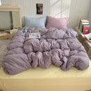 Axyaa Washed Cotton Bedding Set: Duvet Cover, Pillowcase, Top Sheet