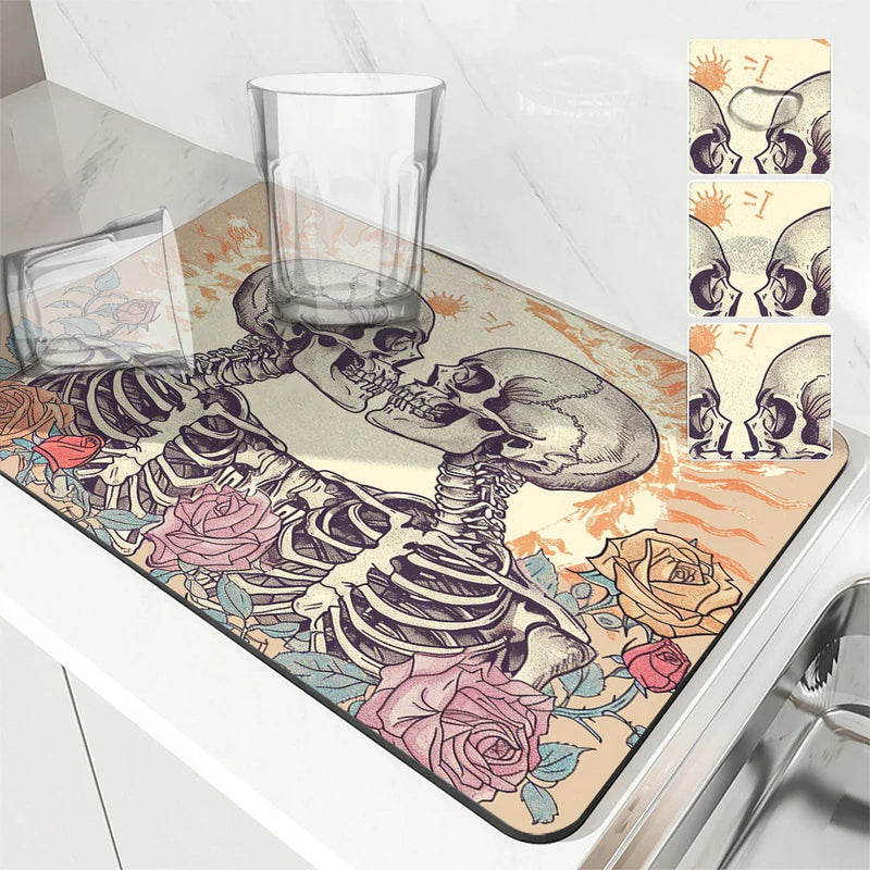 Axyaa Halloween Watercolor Draining Mat - Antiskid & Absorbent