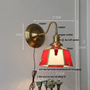 Axyaa Green Glass LED Wall Sconce with Copper Knob Switch