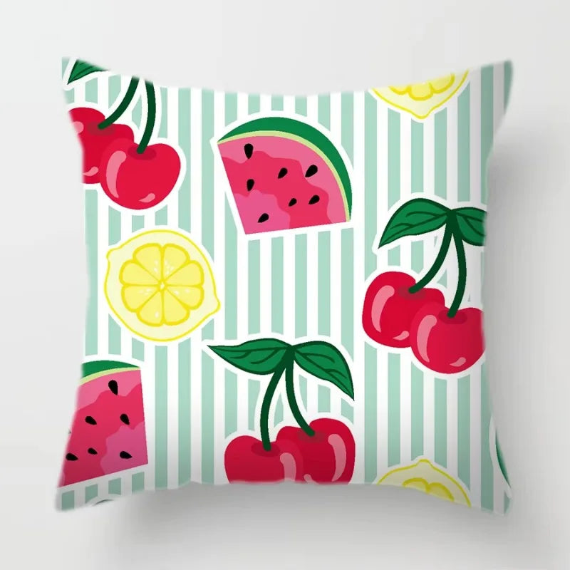 Axyaa Tropical Fruits Cushion Cover Watermelon Pineapple Decorative Pillow Case
