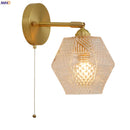 Axyaa Octagonal Glass LED Wall Lamp for Bedroom, Living Room, Stair, Bathroom, Pull Chain Switch