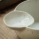 Axyaa Ceramic Divider Bowl with Dipping Plate, 500ml - White Serving Bowl for Snacks