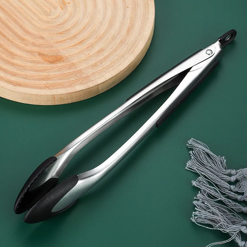 Axyaa Silicone Kitchen Tongs Non-Slip Food Clips - BBQ Grill Clamps & Cooking Utensils