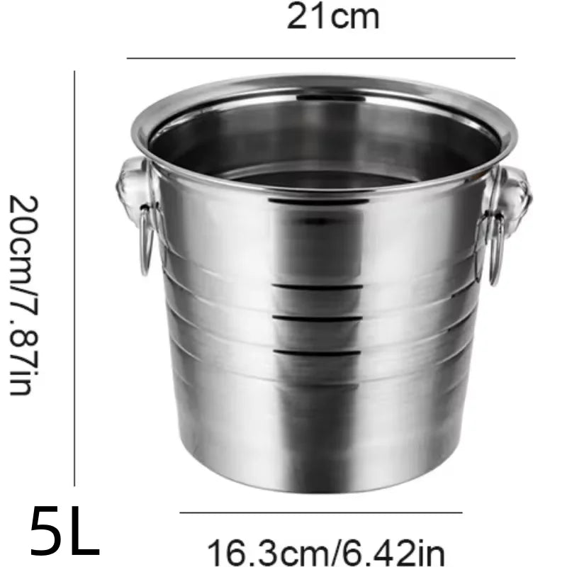 Axyaa Stainless Steel Ice Bucket with Comfortable Handle - Bar Wine Cooler