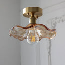 Axyaa Vintage Brass Glass Lotus Leaf Ceiling Light for Restaurant Bar Aisle
