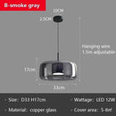 Axyaa Smoke Grey Glass LED Pendant Lights for Dining Kitchen Bar Decor