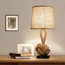 Axyaa Modern Minimalist Table Lamp with Hemp Rope Body and Fabric Shade