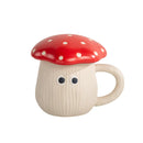 Axyaa Red Mushroom Ceramic Coffee Mug with Lid and Handle