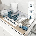 Axyaa Christmas Fir Kitchen Drying Mat - Absorbent Table Cup Placemat