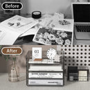Axyaa 4-Tier Paper Tray Desk Organizer with Pen Holder, Stackable File Organizer