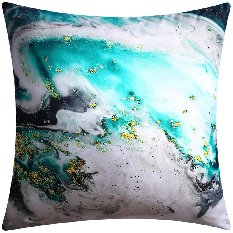 Yellow Grey Flower Pillowcase 45cm Double-Sided Print Cover for Home Decor by Axyaa