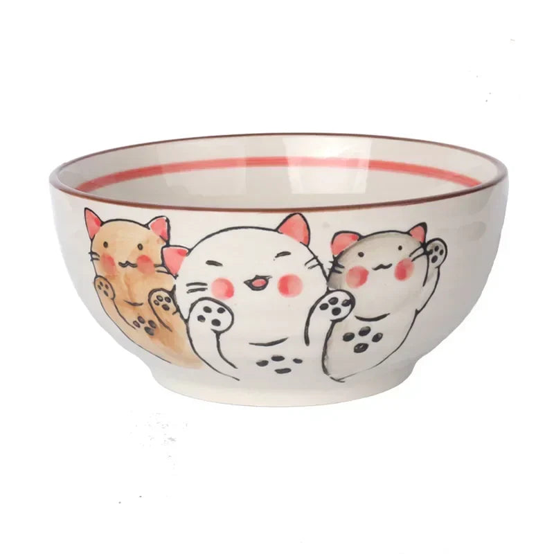 Axya 7-inch Hand-painted Ceramic Ramen Bowl, Large Noodle Bowl for Home and Restaurant