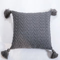 Axyaa Soft Knit Cushion Cover 45x45cm Solid Pillow Case with Tassels
