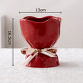Axyaa Flower Bud Ceramic Vase Set - Aesthetic Room Decor & Table Centerpiece