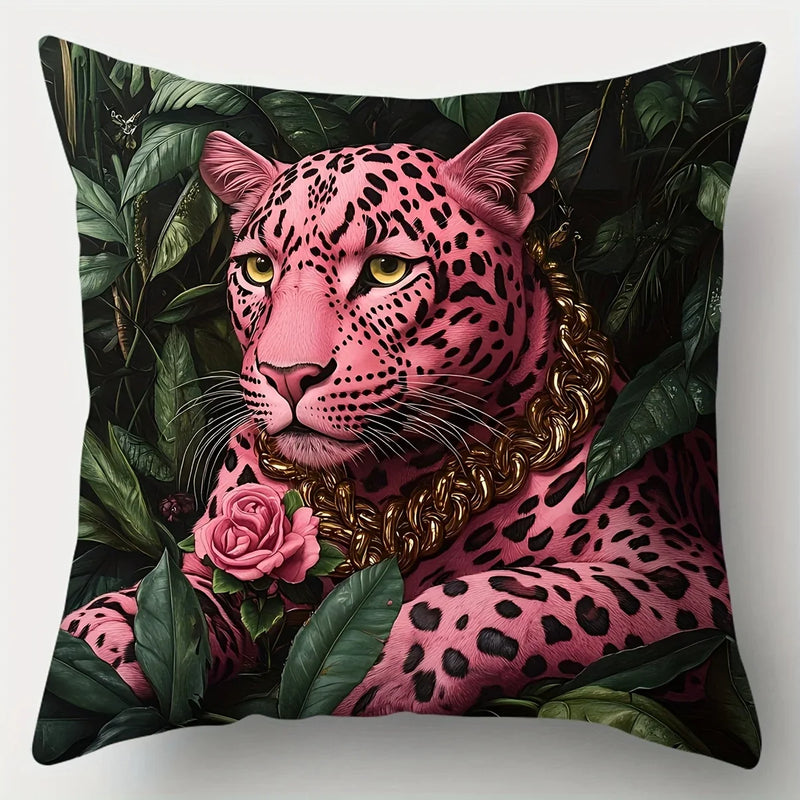 Sofa Cushion Cover Set Pink Leopard Single-Sided Print 17.7" Axyaa Brand