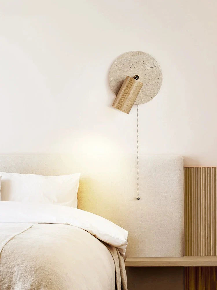 Axya Walnut Log Wood Stone Round Rotatable LED Spot Lights