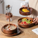 Axyaa Walnut Boat Bowl: Vintage Wooden Salad Bowl for Creative Kitchen Storage