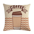 Axyaa Coffee Cup Print Linen Cushion Cover - 45x45CM Sofa Bed Decor