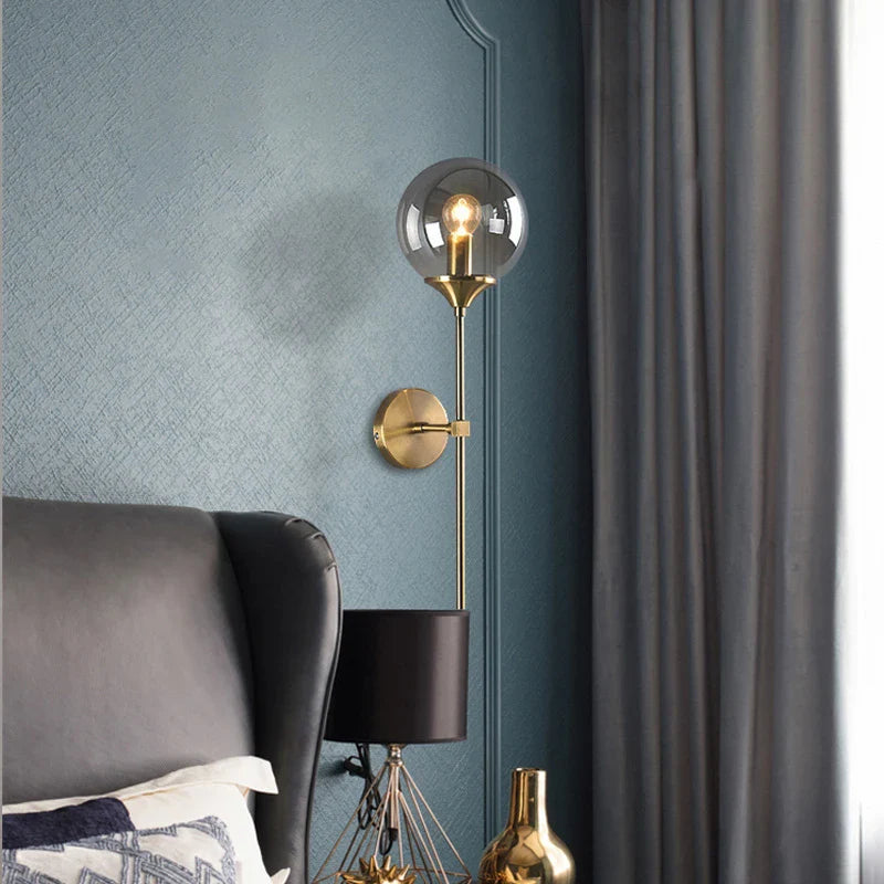 Nordic Brass Wall Lamp for Bedroom and Bathroom by Axyaa