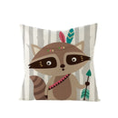 Axyaa Lovely Animals Linen Cushion Cover - Cute Bear Fox Deer Print