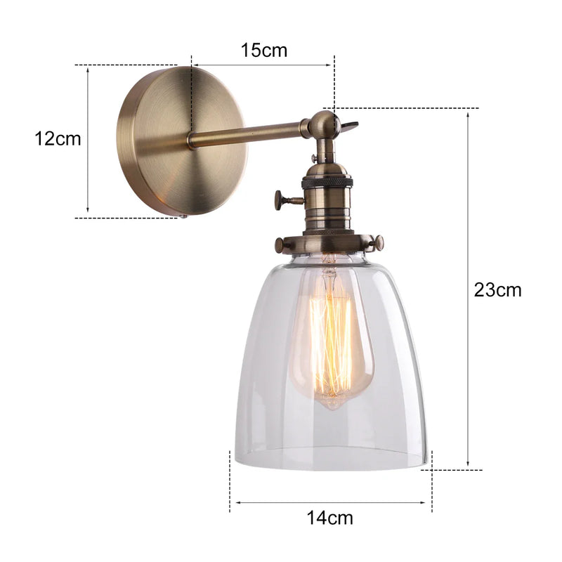 Axyaa Minimalist Glass Wall Lamps Antique Bronze Finish for Living Room Bedroom