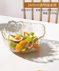 Axyaa 1500ml Glass Bowl Gold-Plated Household Tableware Fruit Dessert Salad Plate