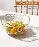 Axyaa 1500ml Glass Bowl Gold-Plated Household Tableware Fruit Dessert Salad Plate