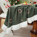 Axyaa Christmas Embroidered Cotton Tablecloth Rectangle Retro Farmhouse Dining Room Decor