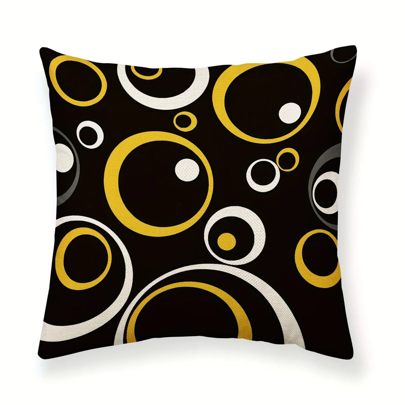 Abstract Geometric Printing Pillowcase in Yellow, Black, White, Gray for Axyaa Pillows