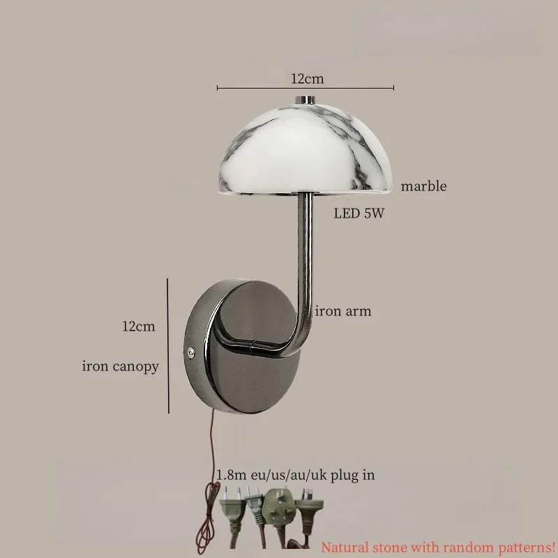 Axyaa Nordic LED Wall Sconce Marble Iron Modern Interior Lighting