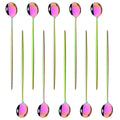 Axyaa Long Handle Mirror Ice Spoon Set - 10Pcs Stainless Steel Flatware & Bar Tools