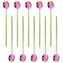 Axyaa Long Handle Mirror Ice Spoon Set - 10Pcs Stainless Steel Flatware & Bar Tools