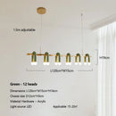 Axyaa Cream Style Chandelier: U-shaped Green LED Pendant Lamp for Living & Dining Areas