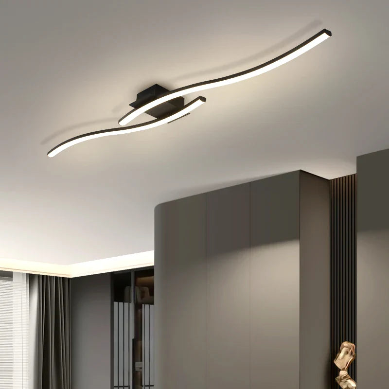 Axyaa Black Aluminum LED Ceiling Light for Modern Minimalist Home Interiors.