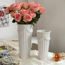 Axyaa Ceramic Milk Oil Relief Vase for Elegant Fresh Flower Arrangement