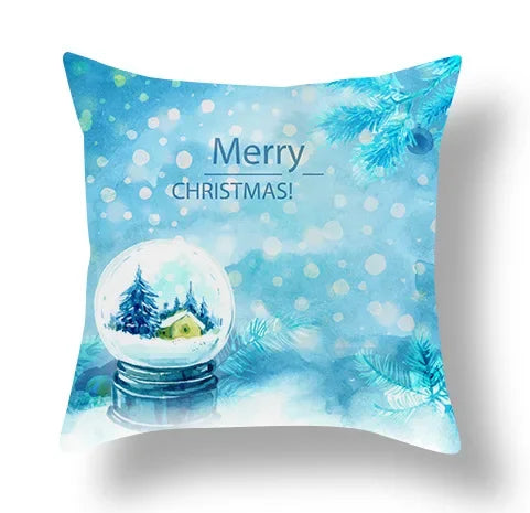 Axyaa Blue Ornament Pillowcase: Festive Home Decor Cushion Cover for Christmas & New Year