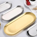 Axyaa Stainless Steel Snack Dish Oval Serving Tray Sushi Plate Dinnerware Axyaa Metal BBQ Plate